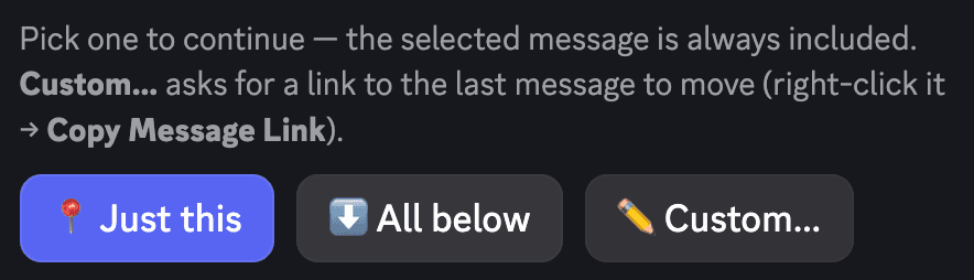 Pippin's message count step with Just this, All below, and Custom buttons